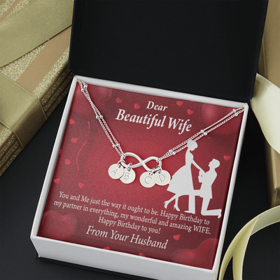 To My Wife Happy Birthday Infinity Bracelet With Initial Charms - Infinity Bracelet