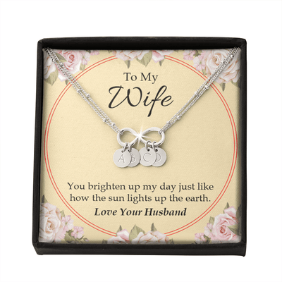 To My Wife You Brighten Up My Day Infinity Bracelet With Initial Charms - Infinity Bracelet