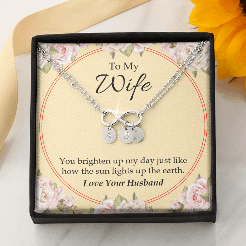 To My Wife You Brighten Up My Day Infinity Bracelet With Initial Charms - Infinity Bracelet