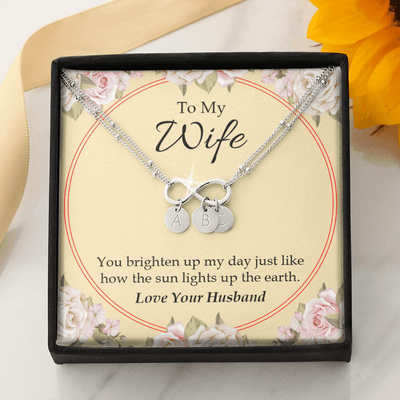 To My Wife You Brighten Up My Day Infinity Bracelet With Initial Charms - Infinity Bracelet