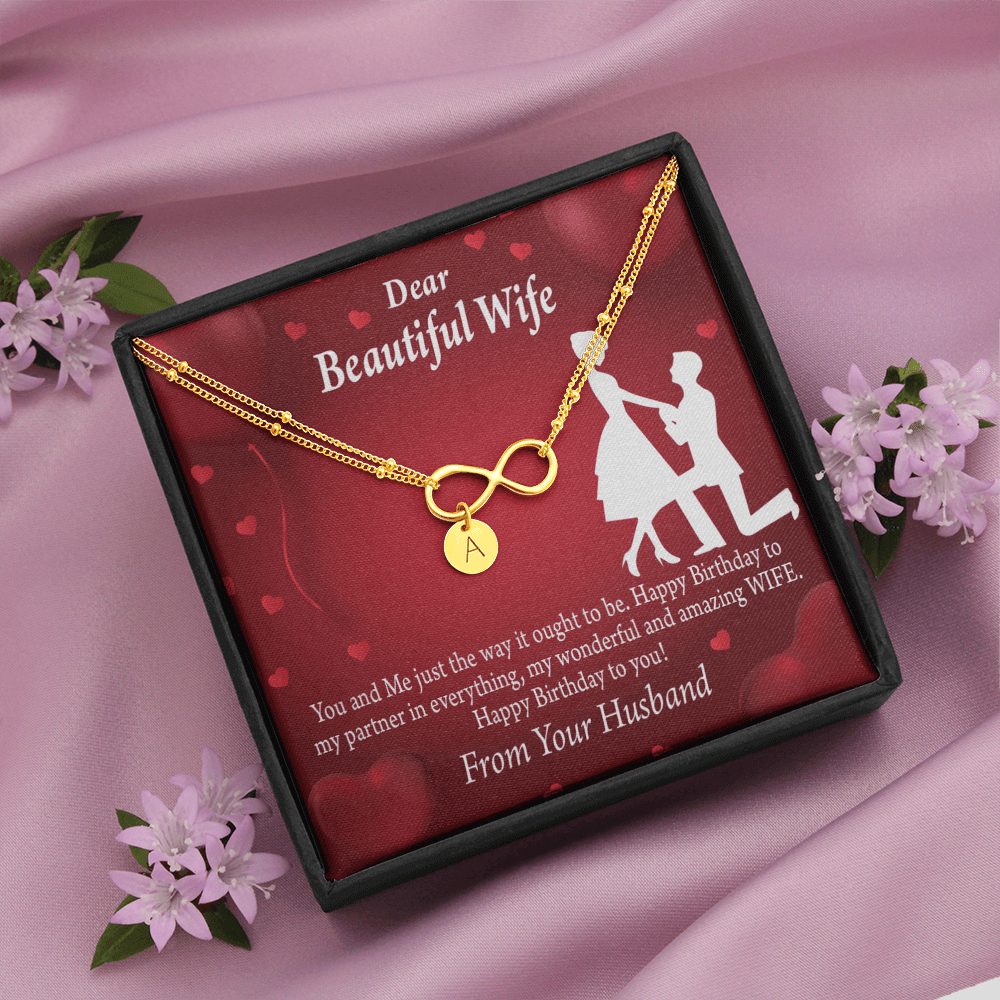 To My Wife Happy Birthday Infinity Bracelet With Initial Charms - Infinity Bracelet