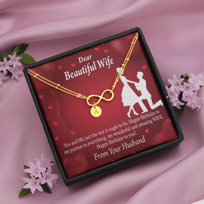 To My Wife Happy Birthday Infinity Bracelet With Initial Charms - Infinity Bracelet