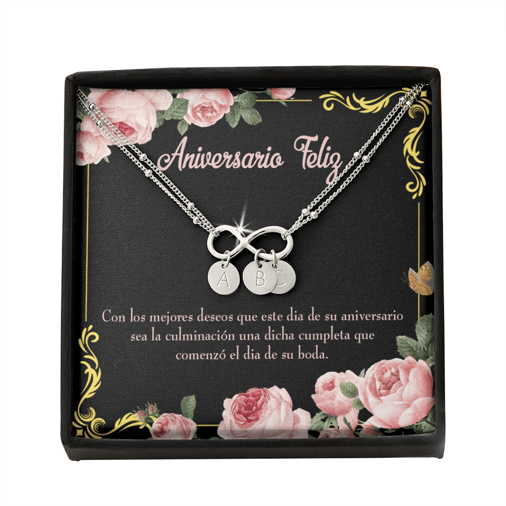 To My Wife Aniversario Feliz Infinity Bracelet With Initial Charms - Infinity Bracelet