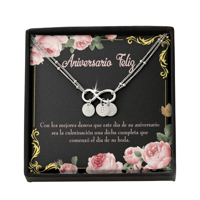 To My Wife Aniversario Feliz Infinity Bracelet With Initial Charms - Infinity Bracelet