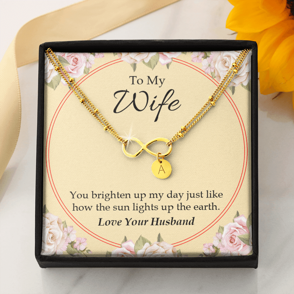 To My Wife You Brighten Up My Day Infinity Bracelet With Initial Charms - Infinity Bracelet