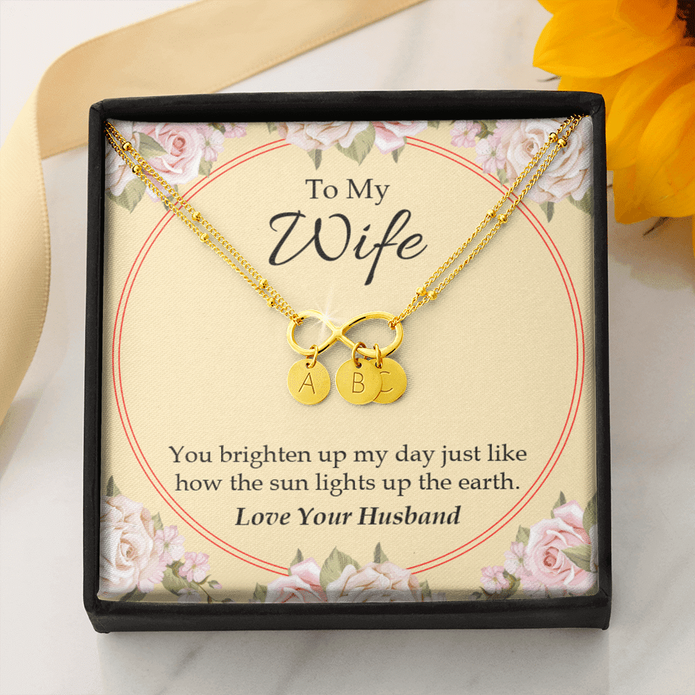 To My Wife You Brighten Up My Day Infinity Bracelet With Initial Charms - Infinity Bracelet