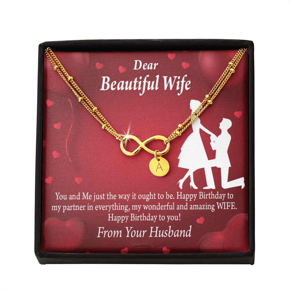 To My Wife Happy Birthday Infinity Bracelet With Initial Charms - Infinity Bracelet