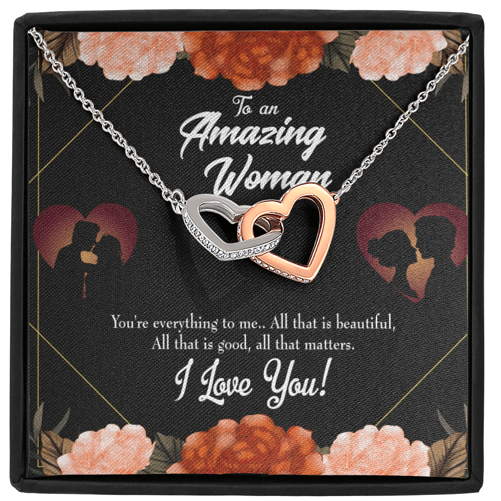 Wife Gift For Wife Birthday My Wife Love Friend Inseparable Love Pendant 18k Rose Gold Finish 16� - Interlocking Hearts Necklace