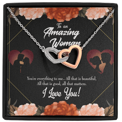 Wife Gift For Wife Birthday My Wife Love Friend Inseparable Love Pendant 18k Rose Gold Finish 16� - Interlocking Hearts Necklace