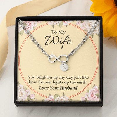 To My Wife You Brighten Up My Day Infinity Bracelet With Initial Charms - Infinity Bracelet