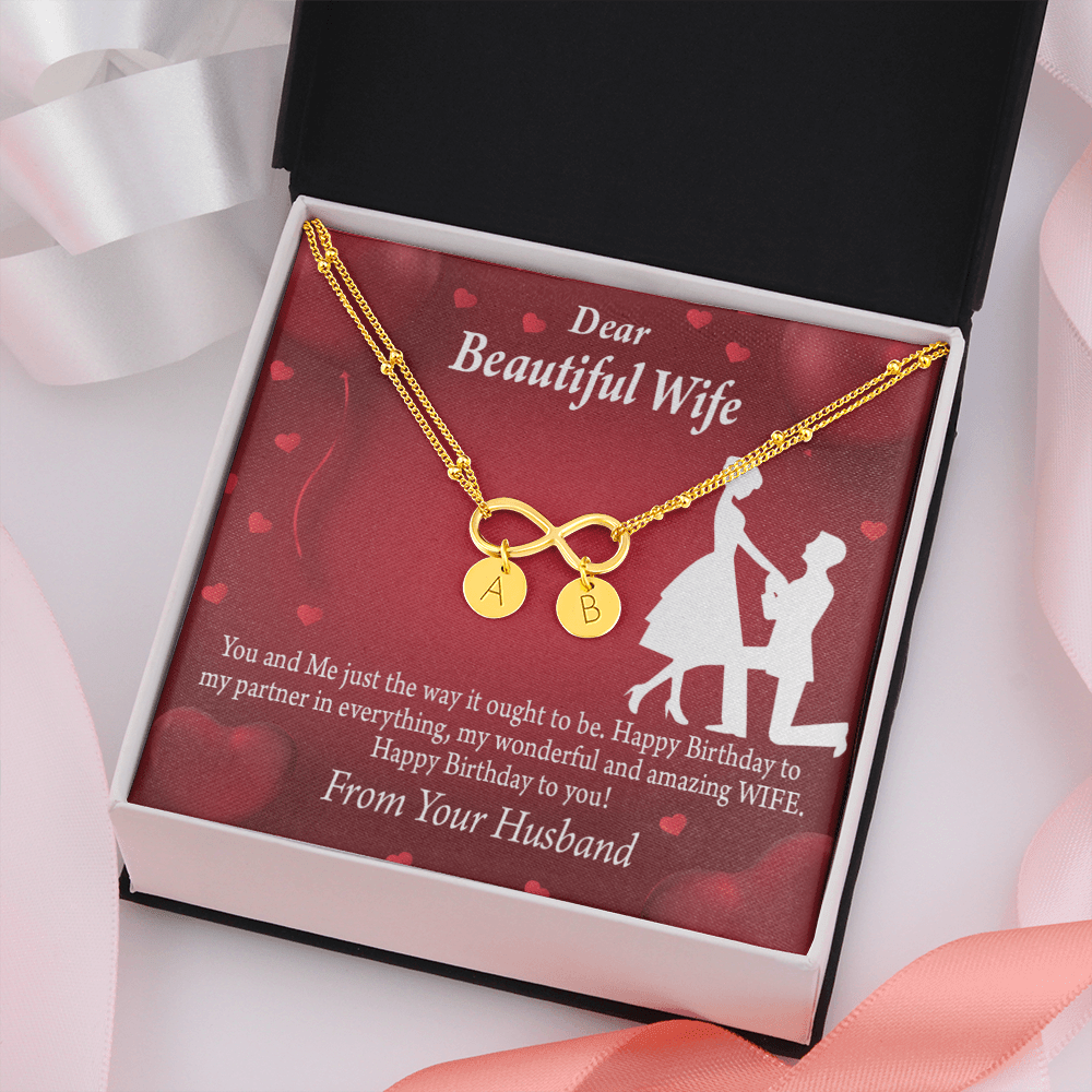 To My Wife Happy Birthday Infinity Bracelet With Initial Charms - Infinity Bracelet