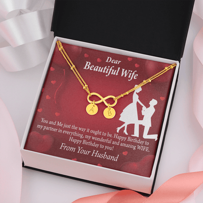 To My Wife Happy Birthday Infinity Bracelet With Initial Charms - Infinity Bracelet