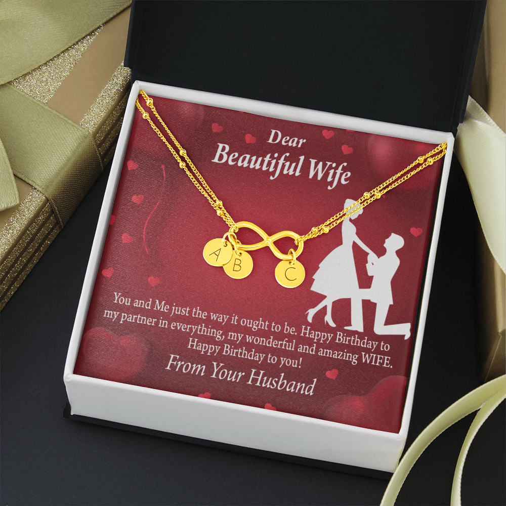 To My Wife Happy Birthday Infinity Bracelet With Initial Charms - Infinity Bracelet