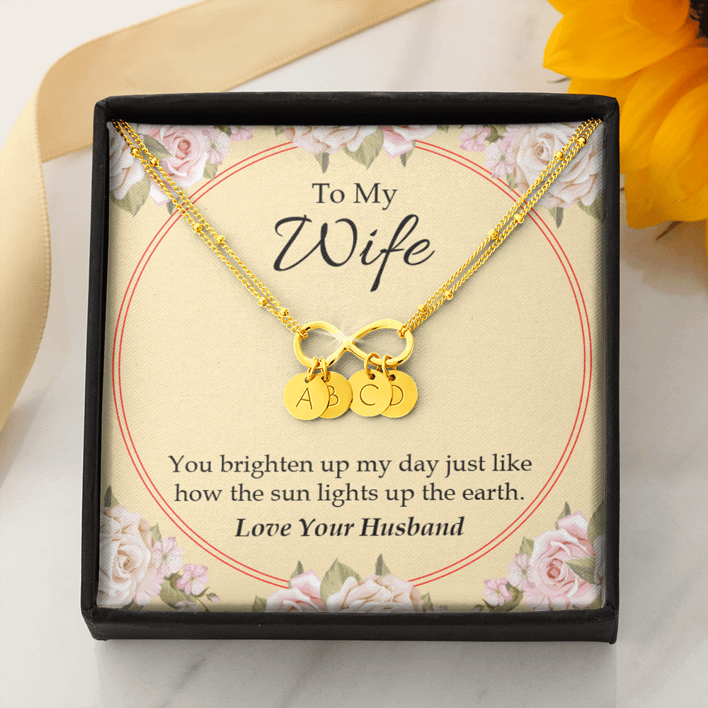 To My Wife You Brighten Up My Day Infinity Bracelet With Initial Charms - Infinity Bracelet