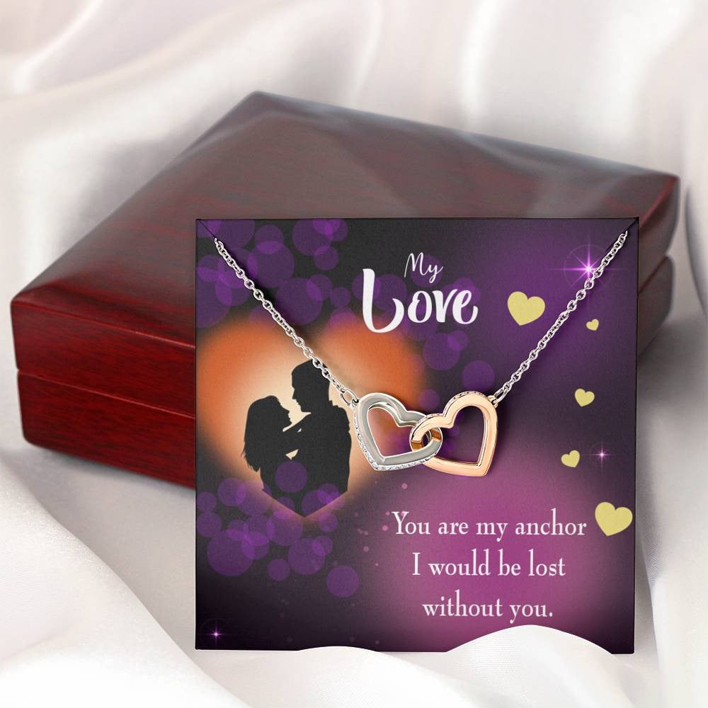 Wife Gift For Wife Birthday You Are My Anchor Inseparable Love Pendant 18k Rose Gold Finish 16� - Interlocking Hearts Necklace
