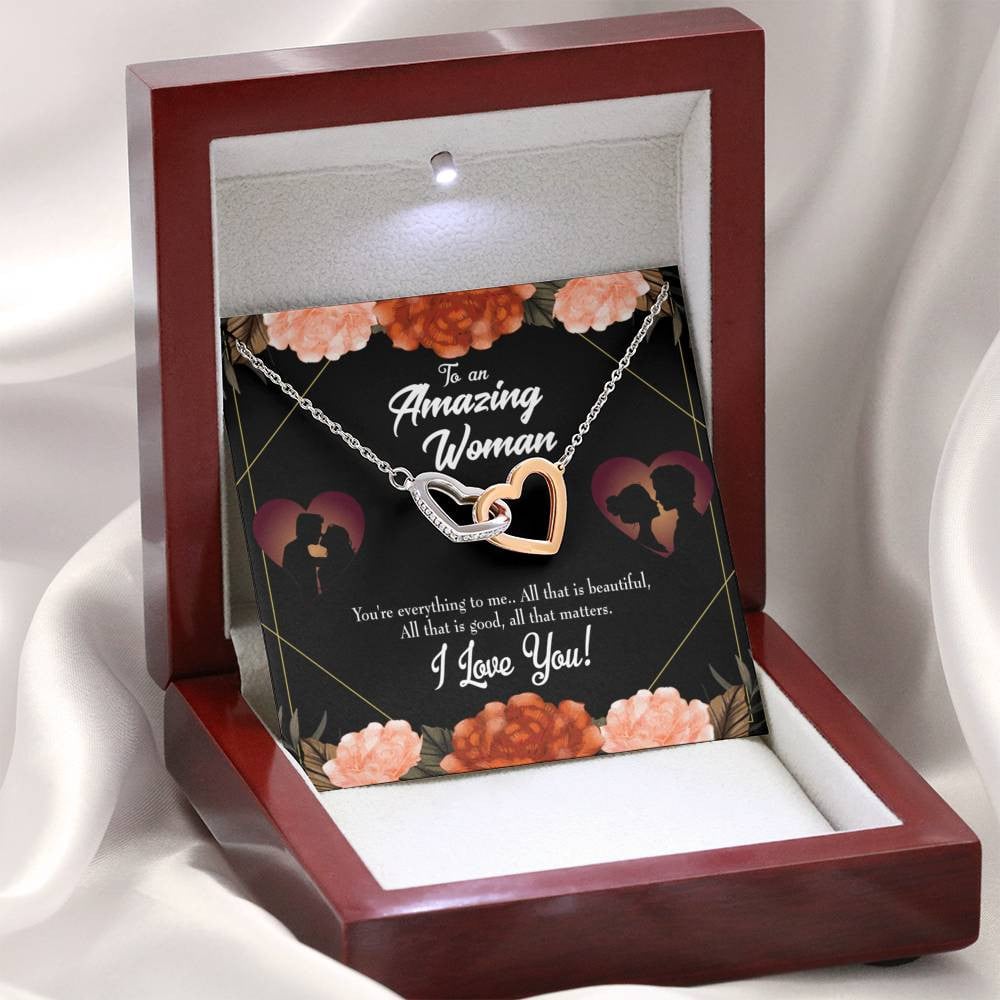 Wife Gift For Wife Birthday My Wife Love Friend Inseparable Love Pendant 18k Rose Gold Finish 16� - Interlocking Hearts Necklace