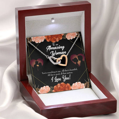 Wife Gift For Wife Birthday My Wife Love Friend Inseparable Love Pendant 18k Rose Gold Finish 16� - Interlocking Hearts Necklace
