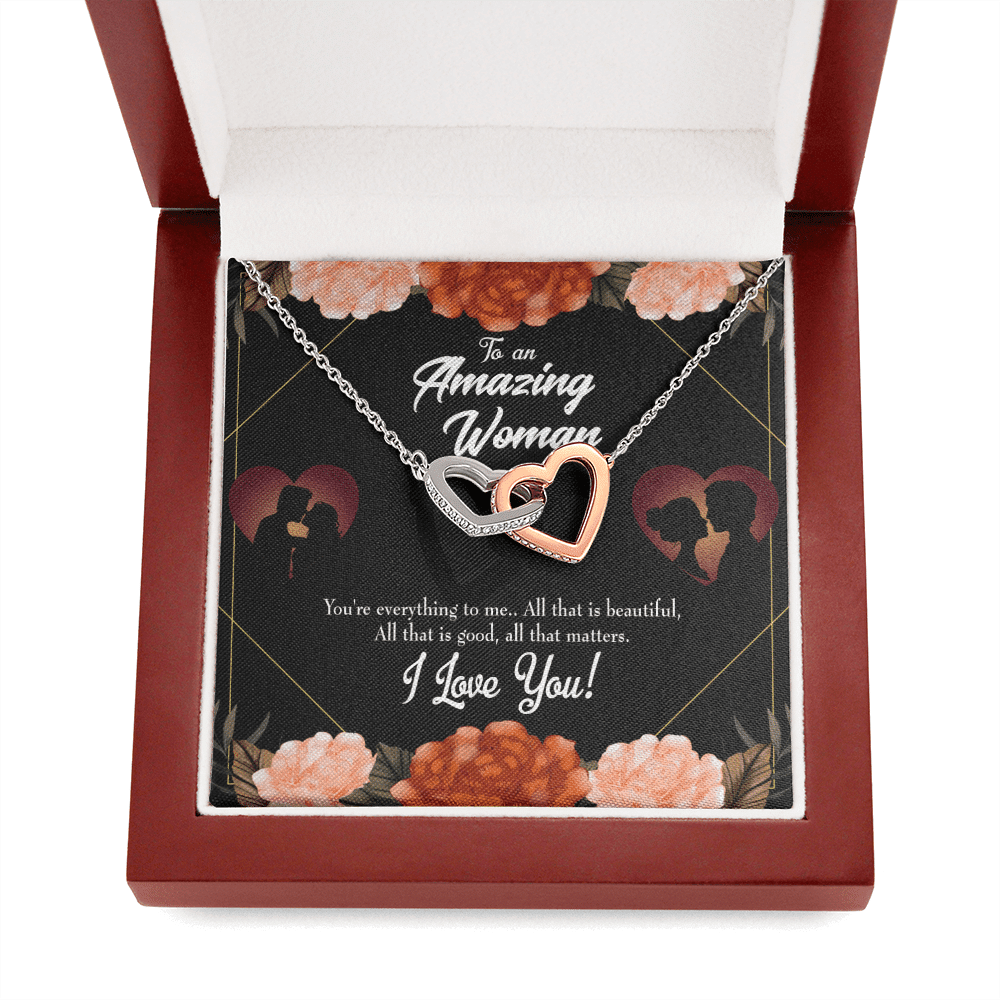Wife Gift For Wife Birthday My Wife Love Friend Inseparable Love Pendant 18k Rose Gold Finish 16� - Interlocking Hearts Necklace