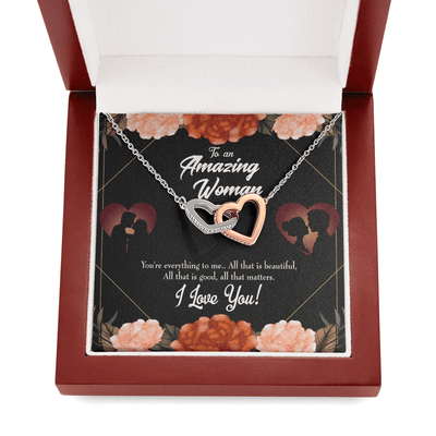 Wife Gift For Wife Birthday My Wife Love Friend Inseparable Love Pendant 18k Rose Gold Finish 16� - Interlocking Hearts Necklace