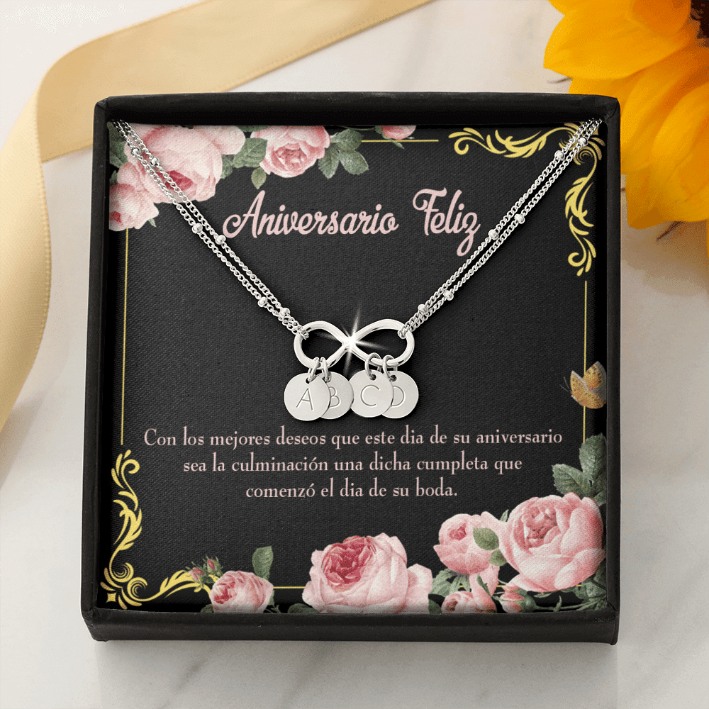 To My Wife Aniversario Feliz Infinity Bracelet With Initial Charms - Infinity Bracelet