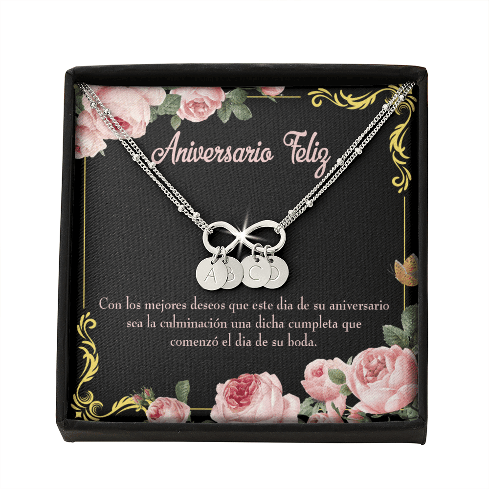 To My Wife Aniversario Feliz Infinity Bracelet With Initial Charms - Infinity Bracelet