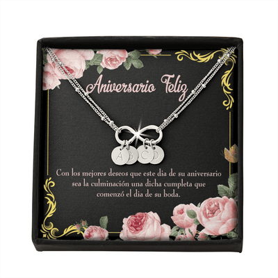 To My Wife Aniversario Feliz Infinity Bracelet With Initial Charms - Infinity Bracelet