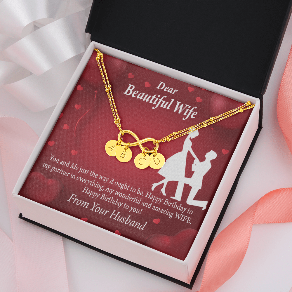 To My Wife Happy Birthday Infinity Bracelet With Initial Charms - Infinity Bracelet