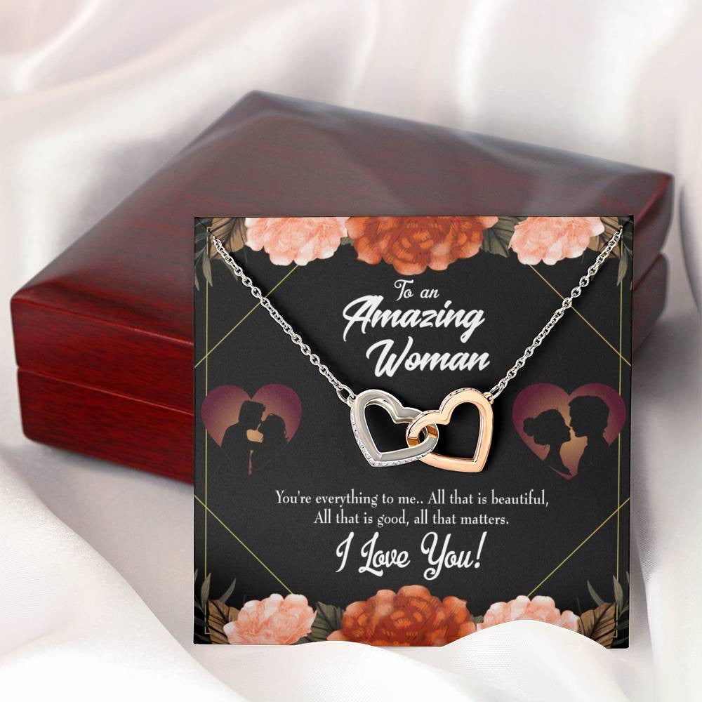 Wife Gift For Wife Birthday My Wife Love Friend Inseparable Love Pendant 18k Rose Gold Finish 16� - Interlocking Hearts Necklace