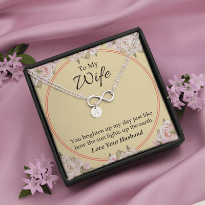 To My Wife You Brighten Up My Day Infinity Bracelet With Initial Charms - Infinity Bracelet