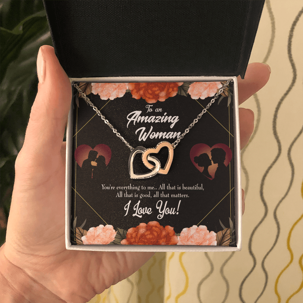 Wife Gift For Wife Birthday My Wife Love Friend Inseparable Love Pendant 18k Rose Gold Finish 16� - Interlocking Hearts Necklace