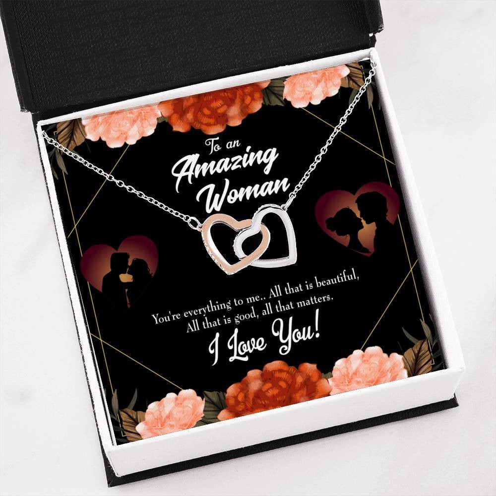 Wife Gift For Wife Birthday My Wife Love Friend Inseparable Love Pendant 18k Rose Gold Finish 16� - Interlocking Hearts Necklace