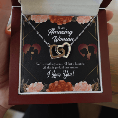 Wife Gift For Wife Birthday My Wife Love Friend Inseparable Love Pendant 18k Rose Gold Finish 16� - Interlocking Hearts Necklace