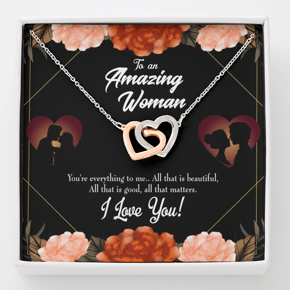 Wife Gift For Wife Birthday My Wife Love Friend Inseparable Love Pendant 18k Rose Gold Finish 16� - Interlocking Hearts Necklace