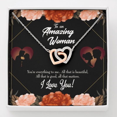 Wife Gift For Wife Birthday My Wife Love Friend Inseparable Love Pendant 18k Rose Gold Finish 16� - Interlocking Hearts Necklace