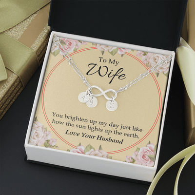 To My Wife You Brighten Up My Day Infinity Bracelet With Initial Charms - Infinity Bracelet