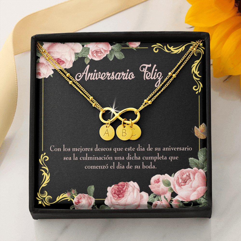 To My Wife Aniversario Feliz Infinity Bracelet With Initial Charms - Infinity Bracelet
