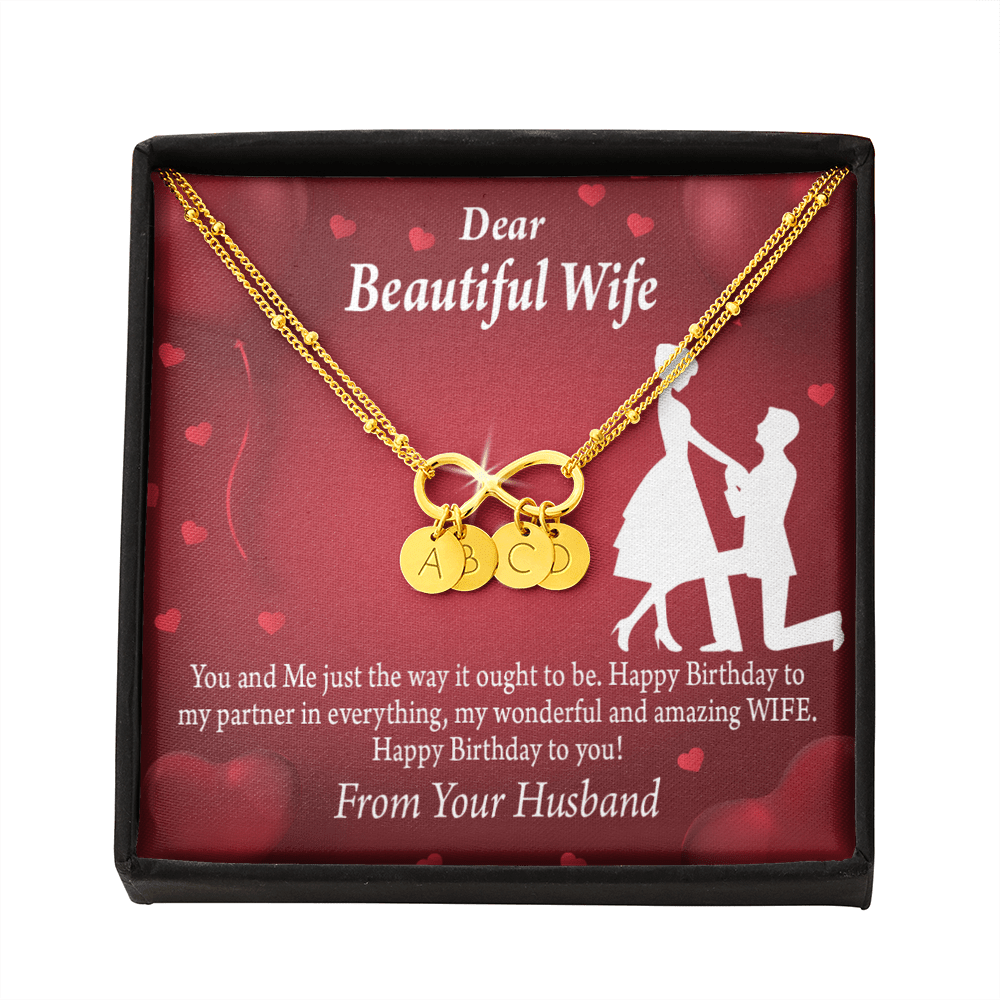 To My Wife Happy Birthday Infinity Bracelet With Initial Charms - Infinity Bracelet