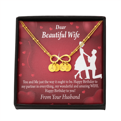 To My Wife Happy Birthday Infinity Bracelet With Initial Charms - Infinity Bracelet
