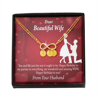 To My Wife Happy Birthday Infinity Bracelet With Initial Charms - Infinity Bracelet