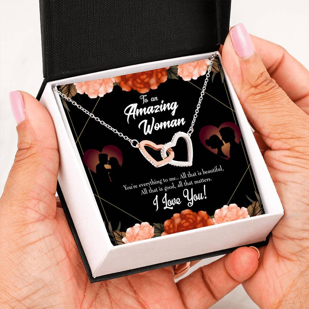 Wife Gift For Wife Birthday My Wife Love Friend Inseparable Love Pendant 18k Rose Gold Finish 16� - Interlocking Hearts Necklace