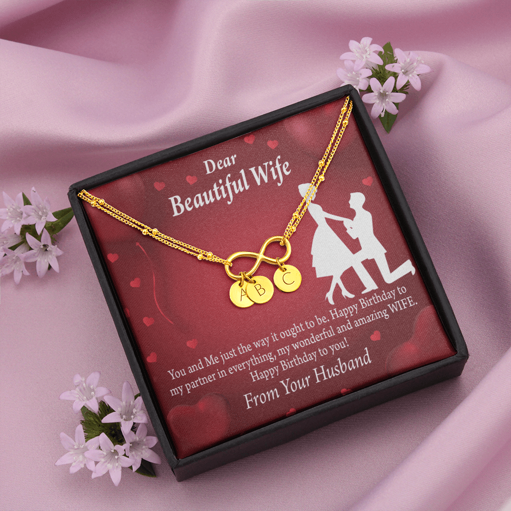 To My Wife Happy Birthday Infinity Bracelet With Initial Charms - Infinity Bracelet