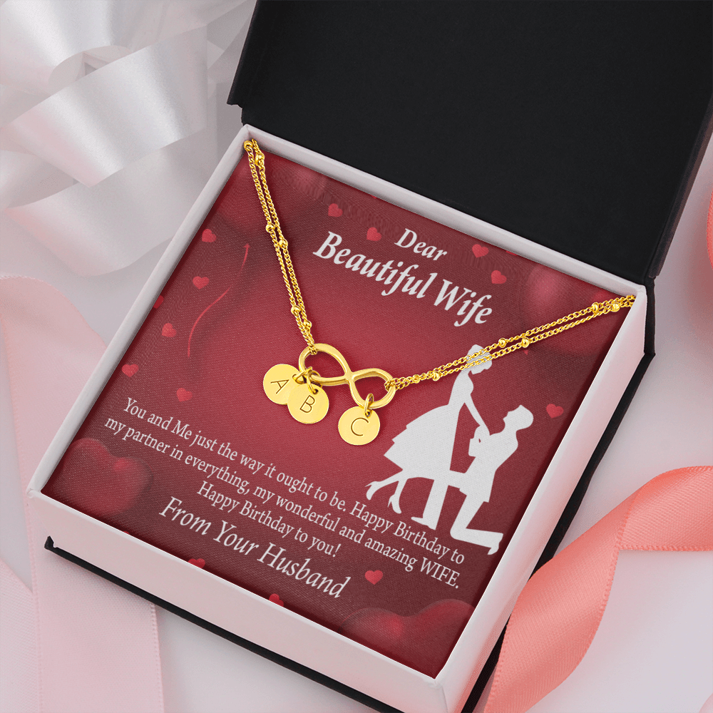 To My Wife Happy Birthday Infinity Bracelet With Initial Charms - Infinity Bracelet