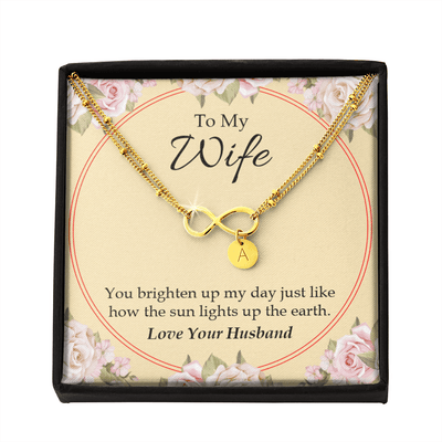 To My Wife You Brighten Up My Day Infinity Bracelet With Initial Charms - Infinity Bracelet
