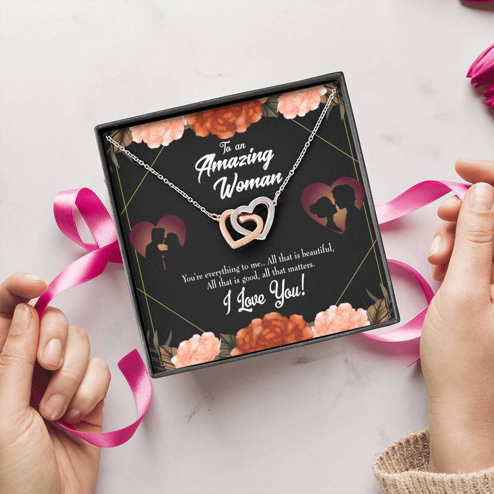 Wife Gift For Wife Birthday My Wife Love Friend Inseparable Love Pendant 18k Rose Gold Finish 16� - Interlocking Hearts Necklace