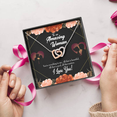 Wife Gift For Wife Birthday My Wife Love Friend Inseparable Love Pendant 18k Rose Gold Finish 16� - Interlocking Hearts Necklace