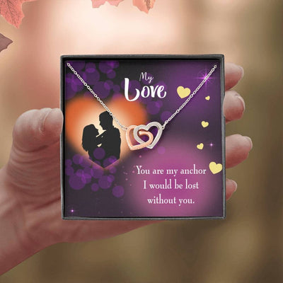 Wife Gift For Wife Birthday You Are My Anchor Inseparable Love Pendant 18k Rose Gold Finish 16� - Interlocking Hearts Necklace