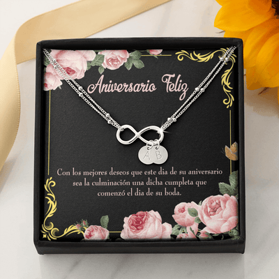 To My Wife Aniversario Feliz Infinity Bracelet With Initial Charms - Infinity Bracelet