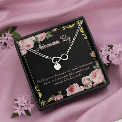 To My Wife Aniversario Feliz Infinity Bracelet With Initial Charms - Infinity Bracelet