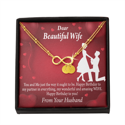 To My Wife Happy Birthday Infinity Bracelet With Initial Charms - Infinity Bracelet