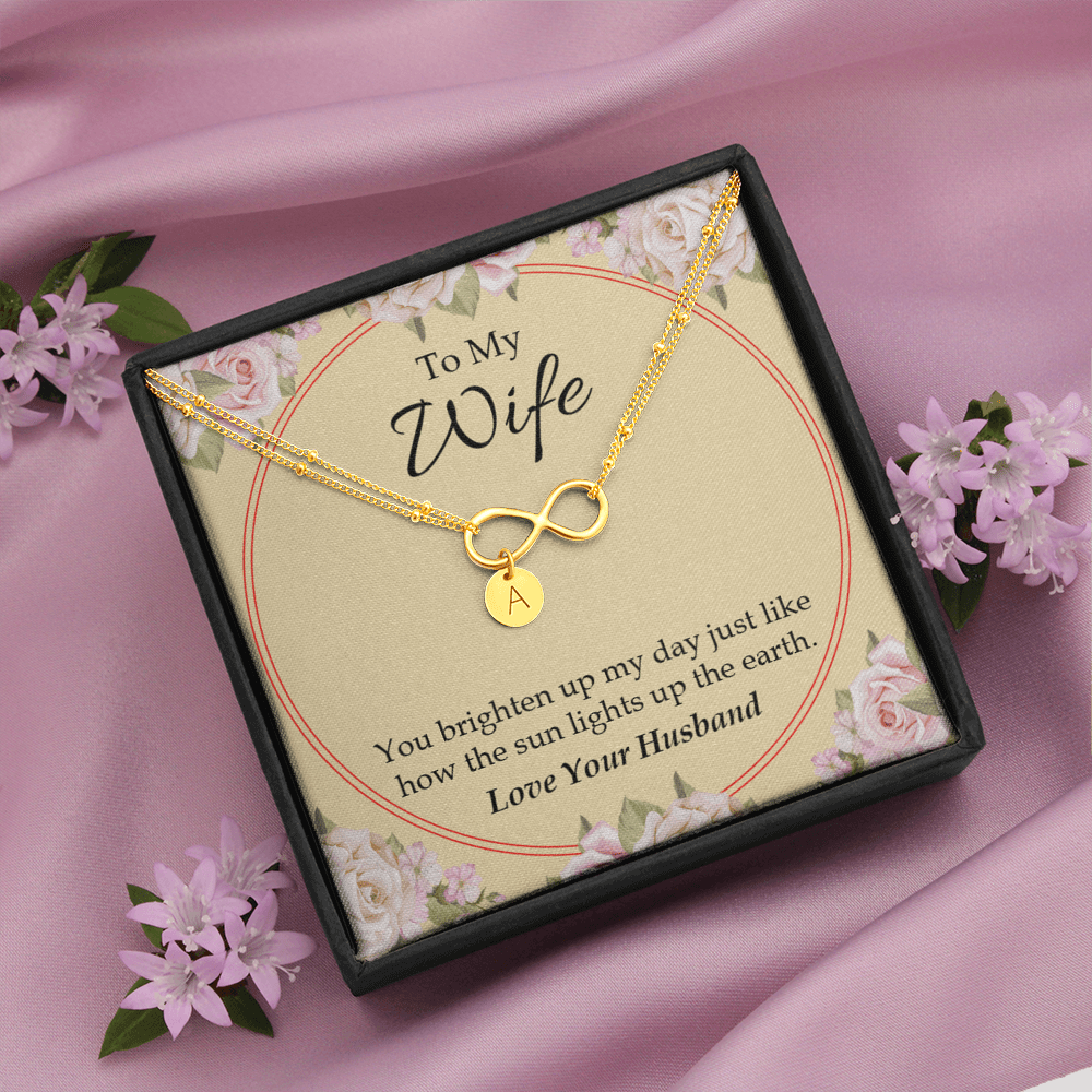 To My Wife You Brighten Up My Day Infinity Bracelet With Initial Charms - Infinity Bracelet